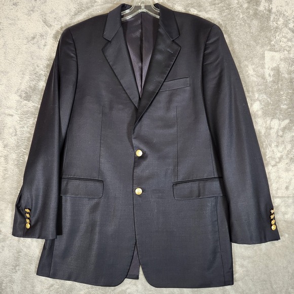 Lauren Ralph Lauren Blazer Men's 40L Navy Suit Jacket Green Label‎ 100% Wool